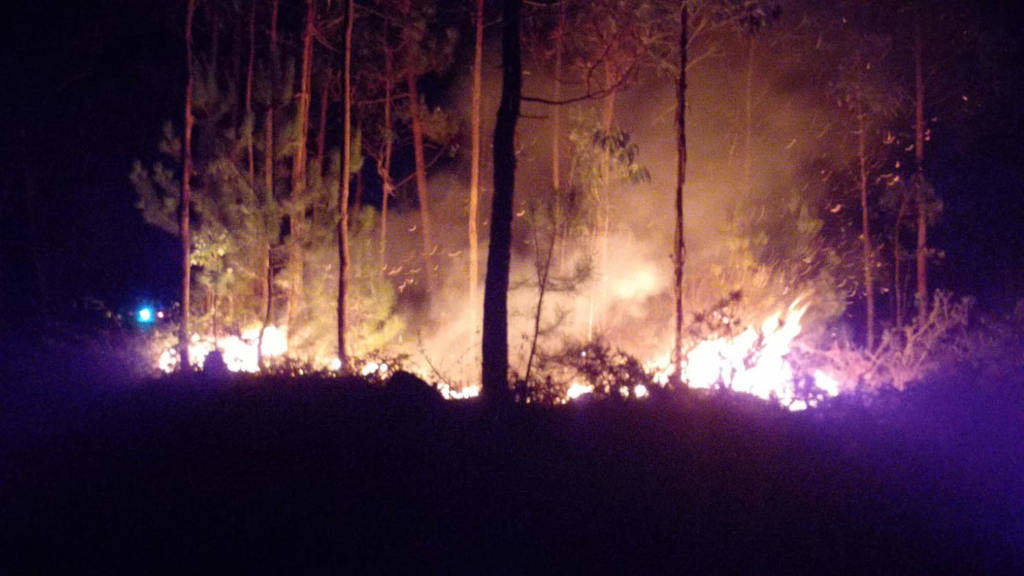 Un dos incendios de Corvillón, en Cambados (Foto: Emerxencias Cambados).