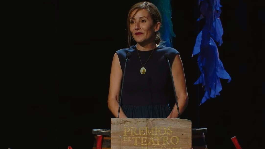 Arantza Villar durante o seu discurso no transcurso da gala dos XXVIII Premios de Teatro María Casares o pasado 21 de marzo. (Foto: AAAG).